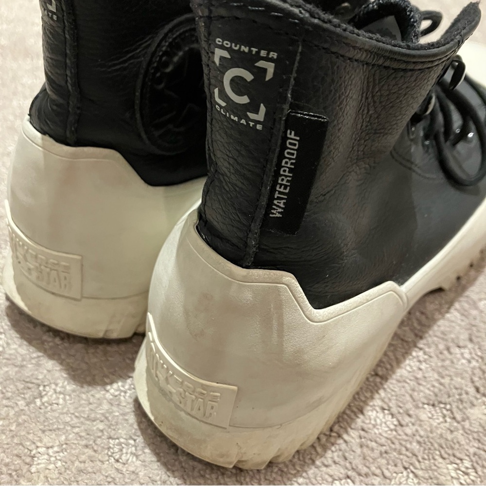 Converse Black and White High-Top Sneakers. Leather. Counter climate - Picture 7 of 9